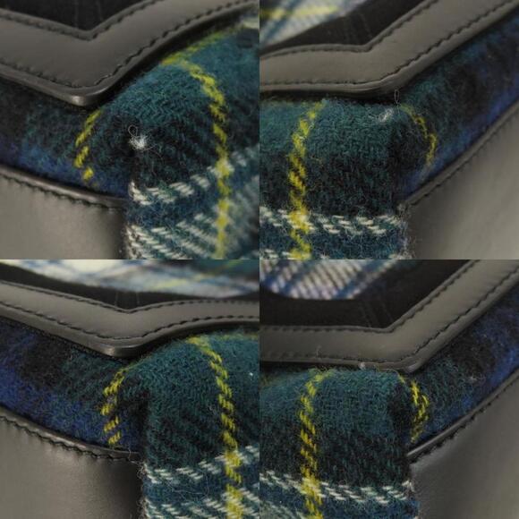 BALENCIAGA Navy Cabas Checkered Wool Handbag - Picture 10 of 11